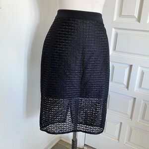 Trina Turk Black Pencil Skirt Lace Crochet Classic Unique Size 6
